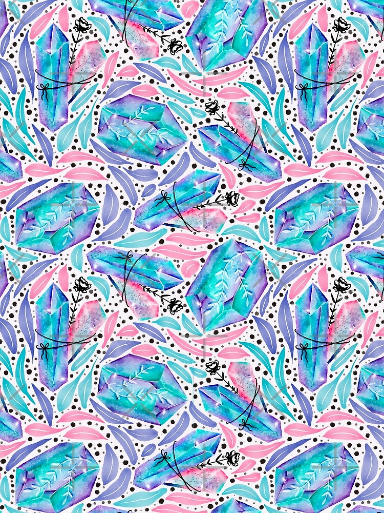 Blue Healing Mystical Crystals Stones Watercolor Pattern by Farissa Designs T-Shirts, Hoodie, Sweatshirt (Image 2)