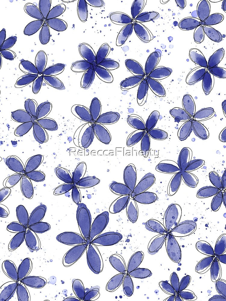 Floral Pattern #6 | Blue by RebeccaFlaherty T-Shirts, Hoodie, Sweatshirt | BlankRebels.com (Image 2)