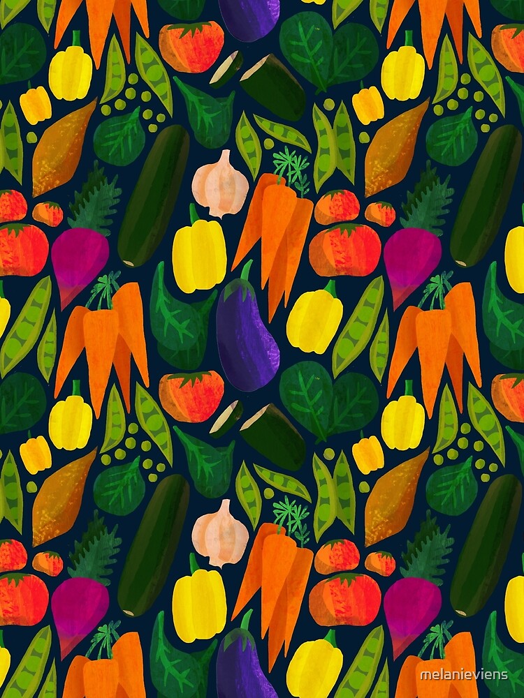 Vegetable Pattern Navy by melanieviens