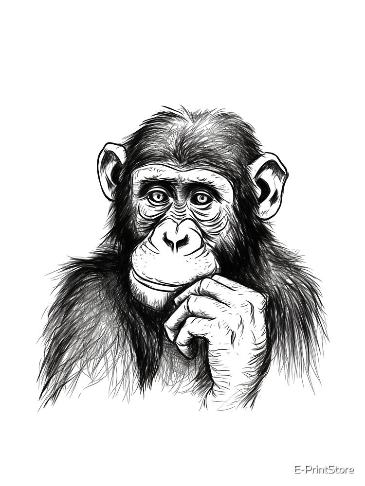Thoughtful Monkey: Doodle in Cartoon Style by E-PrintStore T-Shirts, Hoodie, Sweatshirt | BlankRebels.com (Image 2)