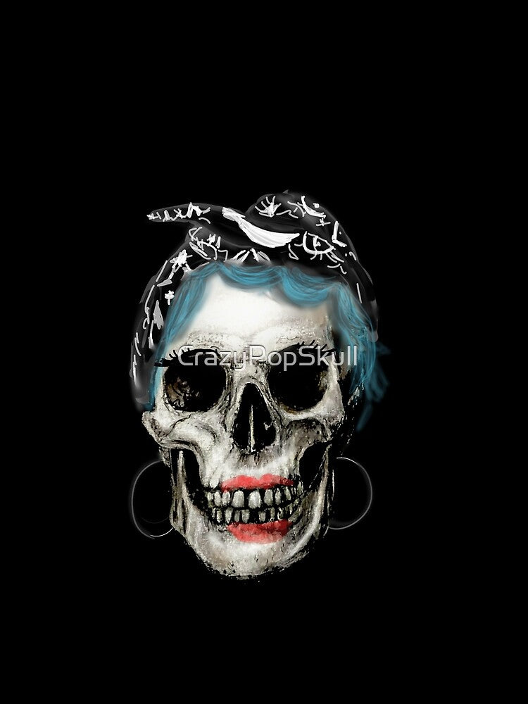 Skull with Scarf and Hoop Earrings by CrazyPopSkull T-Shirts, Hoodie, Sweatshirt | BlankRebels.com (Image 2)