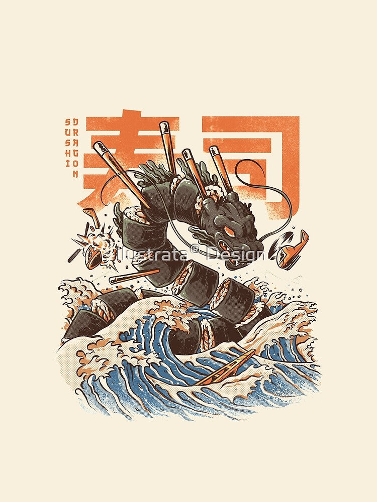 Great Sushi Dragon by Ilustrata® T-Shirts, Hoodie, Sweatshirt | BlankRebels.com (Image 2)