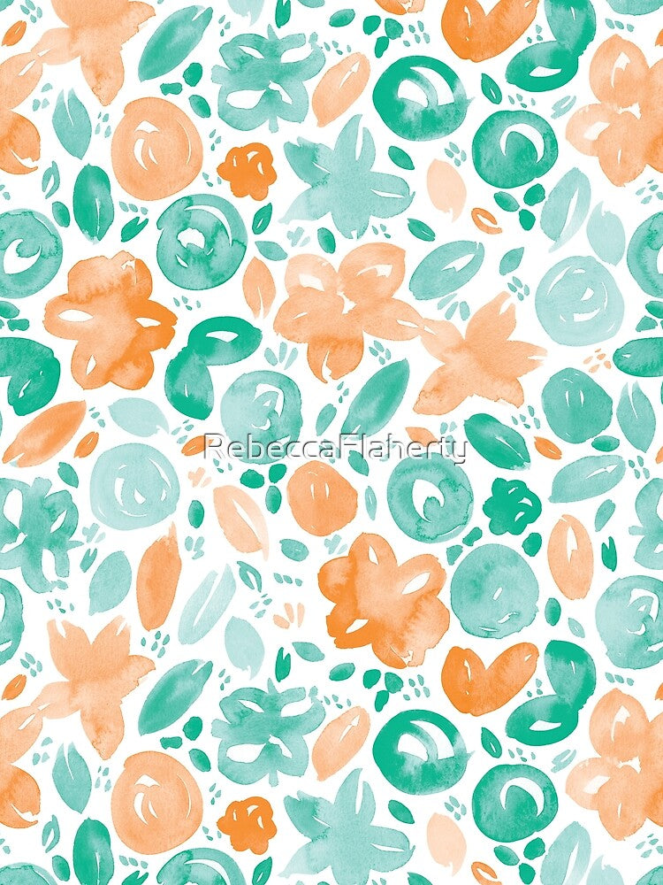 Floral Pattern #5 | Orange and Mint by RebeccaFlaherty T-Shirts, Hoodie, Sweatshirt | BlankRebels.com (Image 2)
