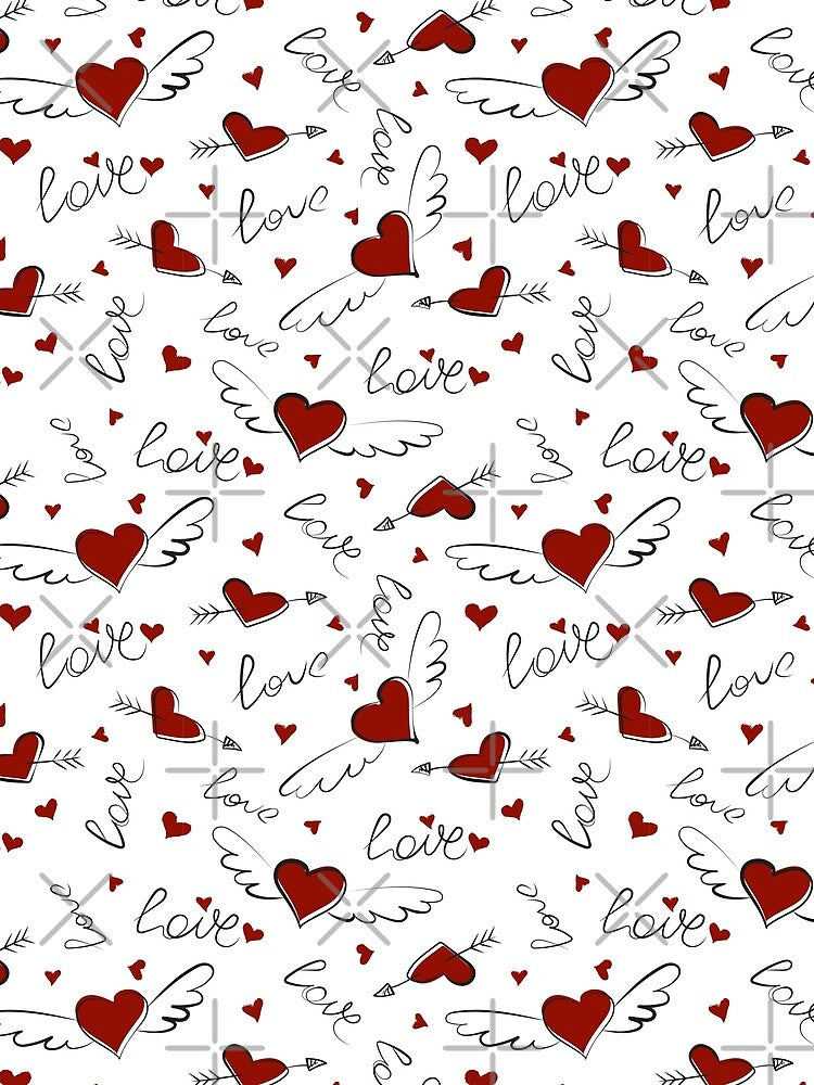 Hand-Drawn Love Seamless Pattern – Romantic Doodle Illustration by alijun T-Shirts, Hoodie, Sweatshirt (Image 2)