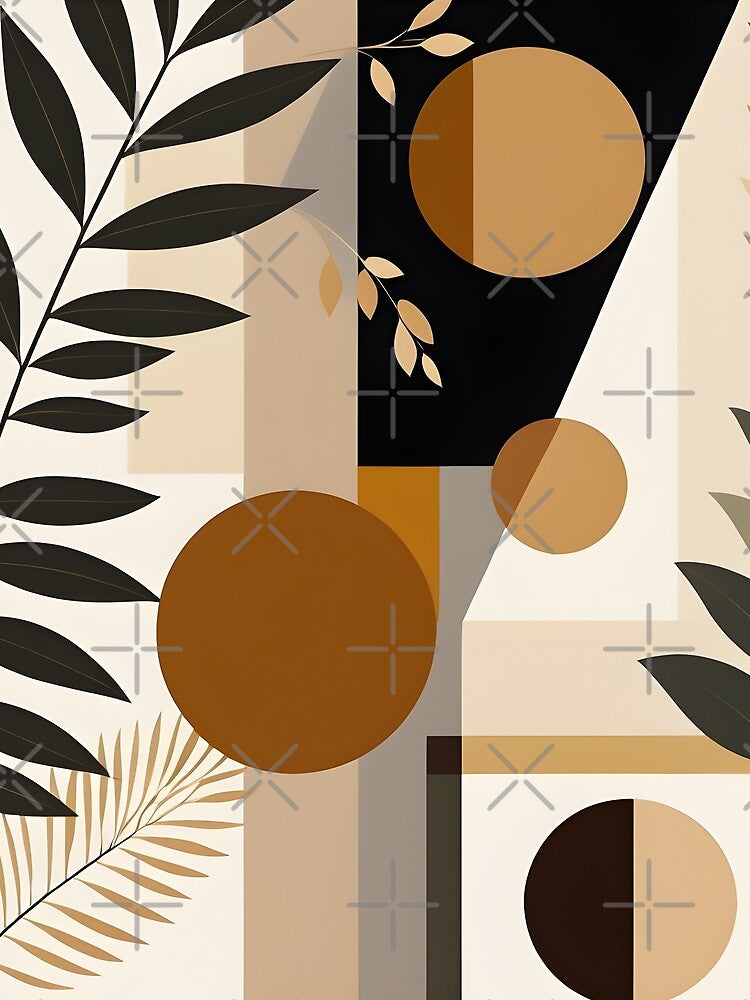 Mid Century Botanical Retro Geometric Leaves  Florals Olive, Brown, Cream #1 by Prints and Lifestyle T-Shirts,... (Image 2)