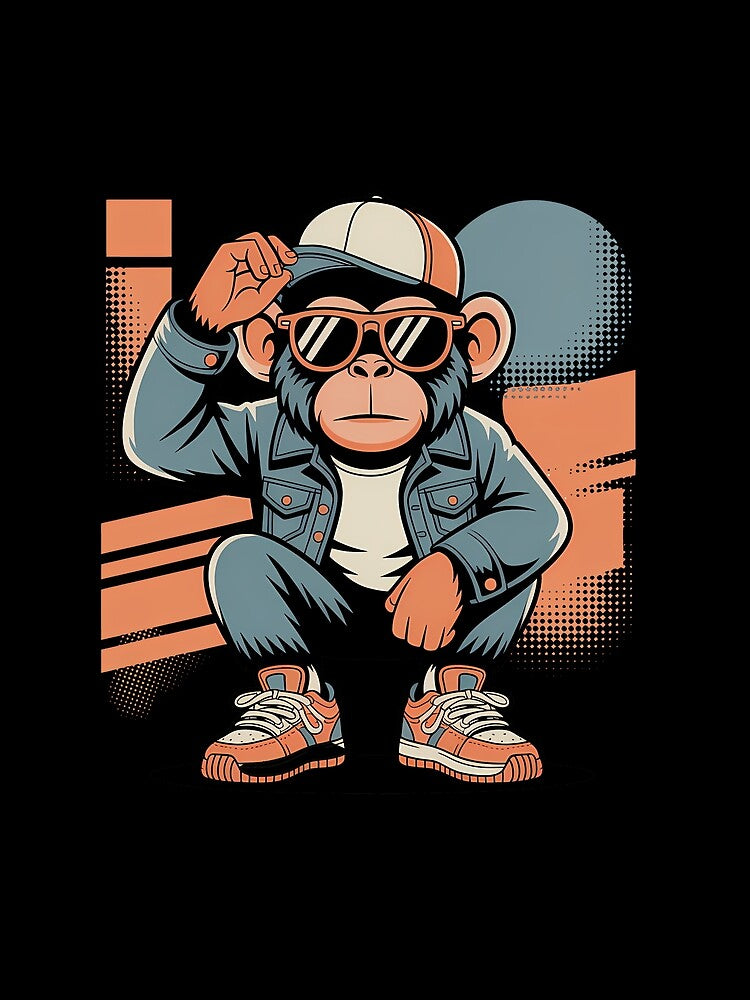 Retro Urban Monkey Vintage Streetwear Art by ElizabethNoer T-Shirts, Hoodie, Sweatshirt | BlankRebels.com (Image 2)