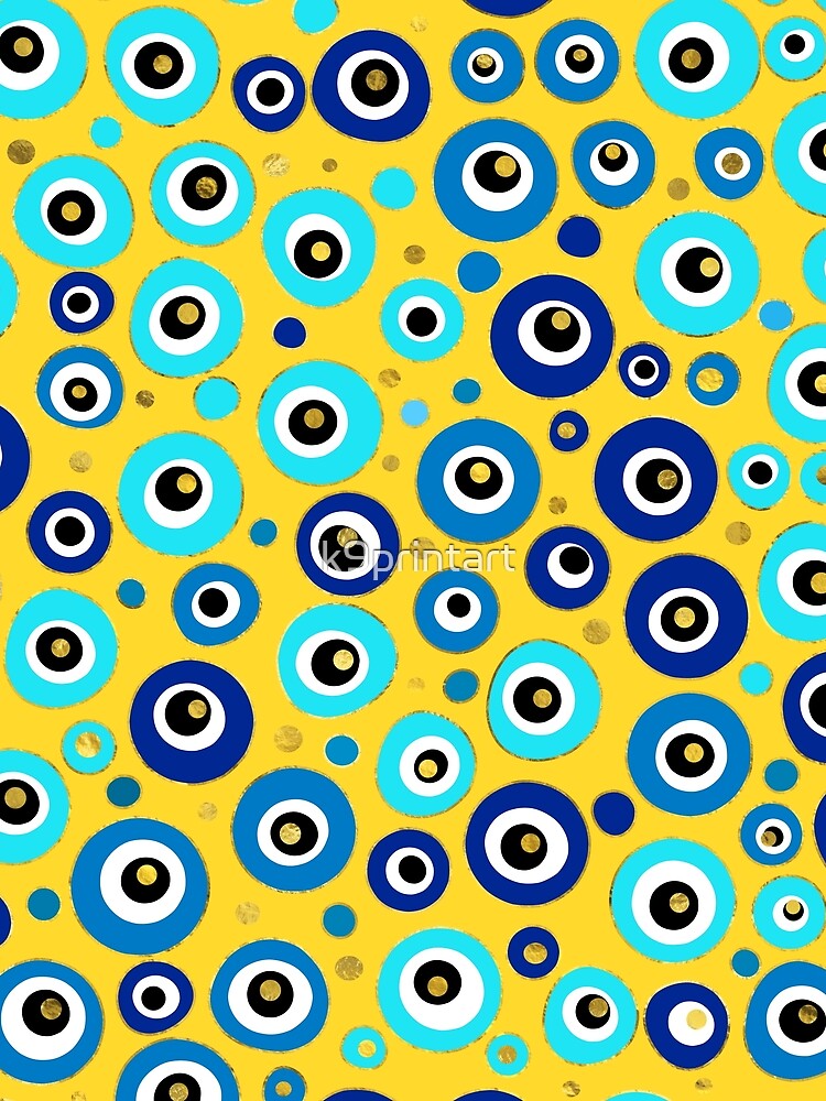 Evil Eye protection pattern on yellow by k9printart T-Shirts, Hoodie, Sweatshirt | BlankRebels.com (Image 2)