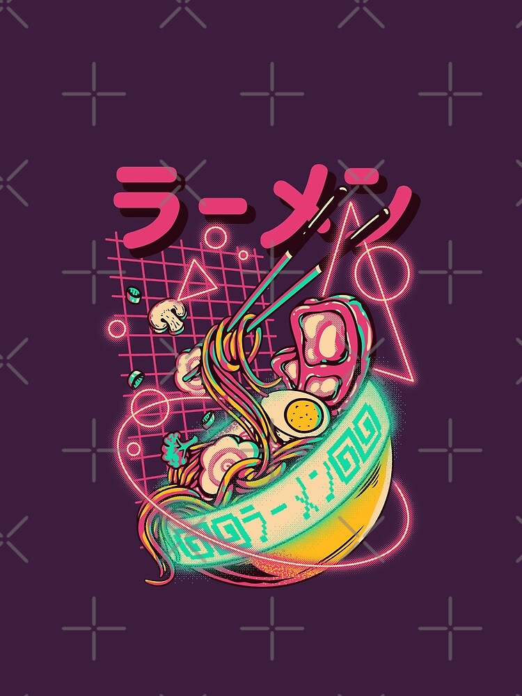 Retro Ramen - Retrowave Ramen With Geometric Neon elements, Udon Noodles Metaverse Cyberpunk Vaporwave synth... (Image 2)