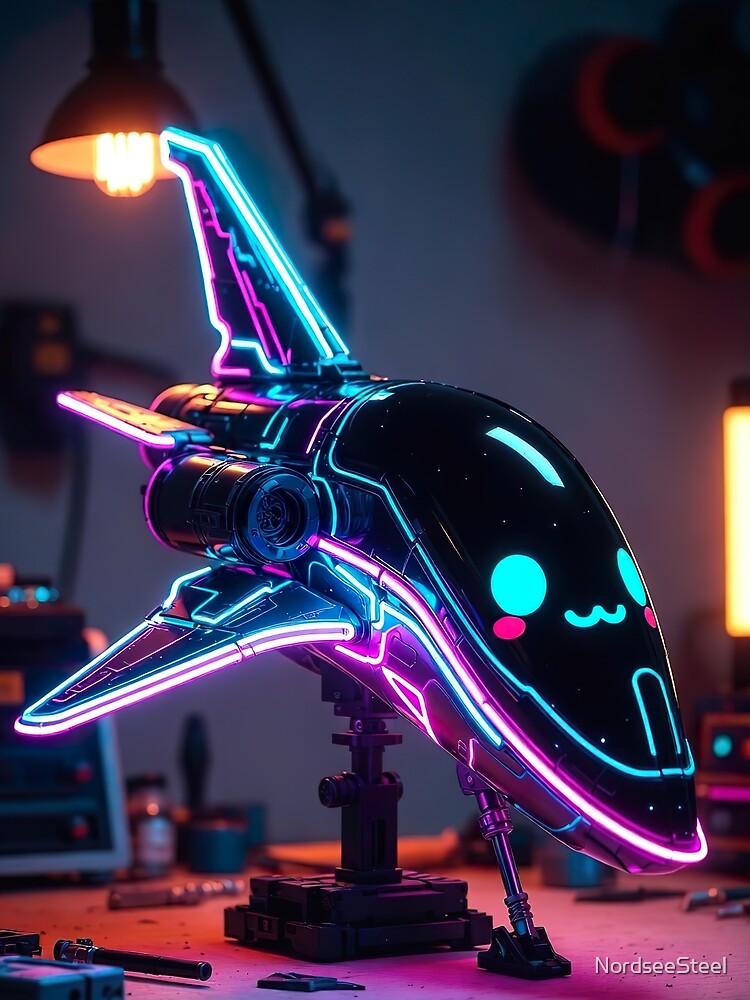 Cyberpunk Kawaii Neon Jet – Cute Fighter Baby by NordseeSteel T-Shirts, Hoodie, Sweatshirt | BlankRebels.com (Image 2)