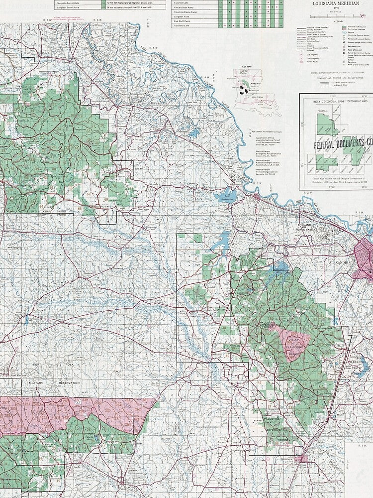 Kisatchie National Forest Map (1978) Louisiana Woodland Reserve Atlas by BravuraMedia T-Shirts, Hoodie, Sweatshirt (Image 2)