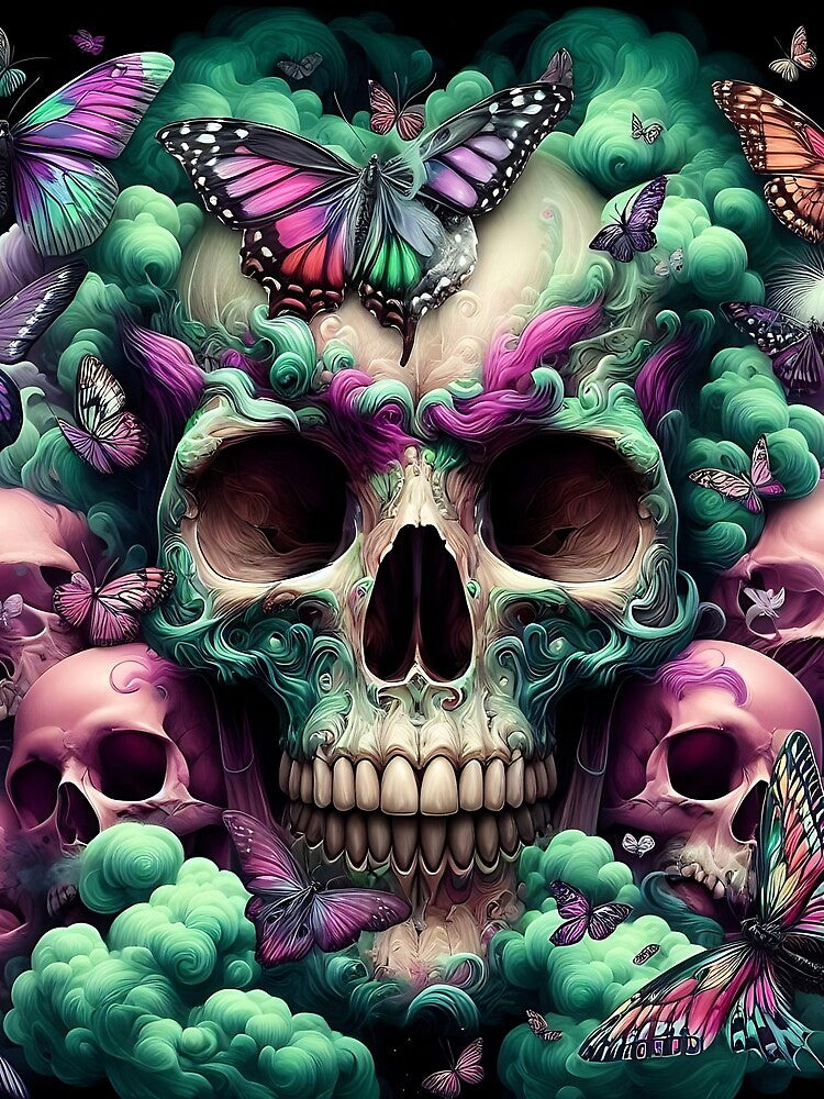 A Human Skull Amongst Butterflies by Intriguing Designs T-Shirts, Hoodie, Sweatshirt | BlankRebels.com (Image 2)