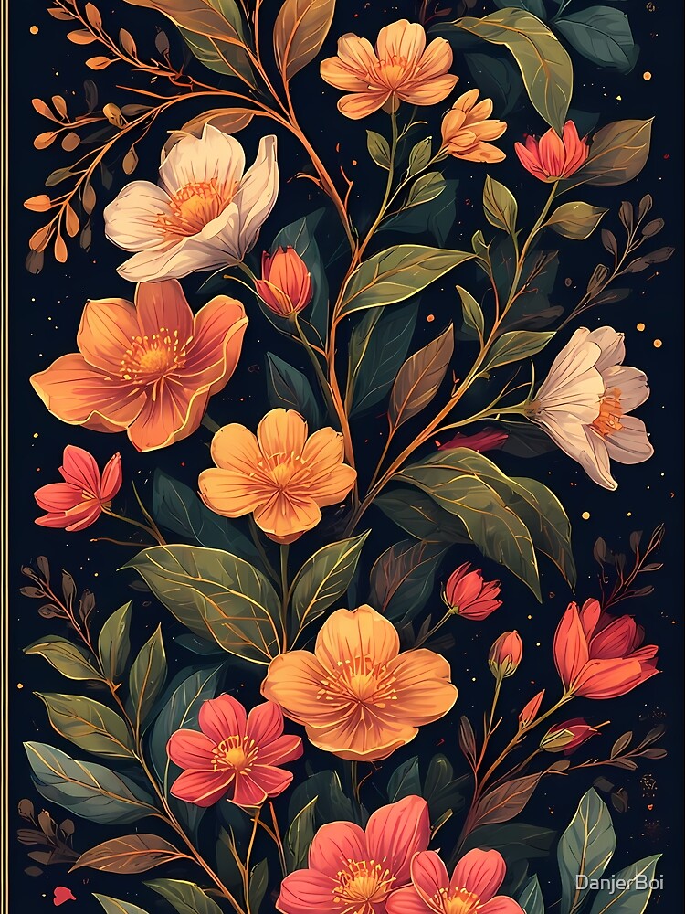 Midnight Garden Floral Illustration by DanjerBoi T-Shirts, Hoodie, Sweatshirt | BlankRebels.com (Image 2)