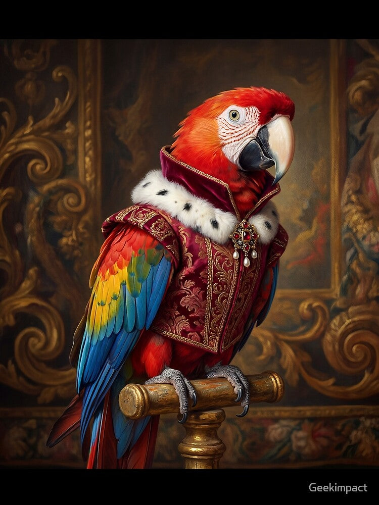 Regal Macaw parrot cool animal Tudor style portrait art by Vintage Designs + T-Shirts, Hoodie, Sweatshirt (Image 2)