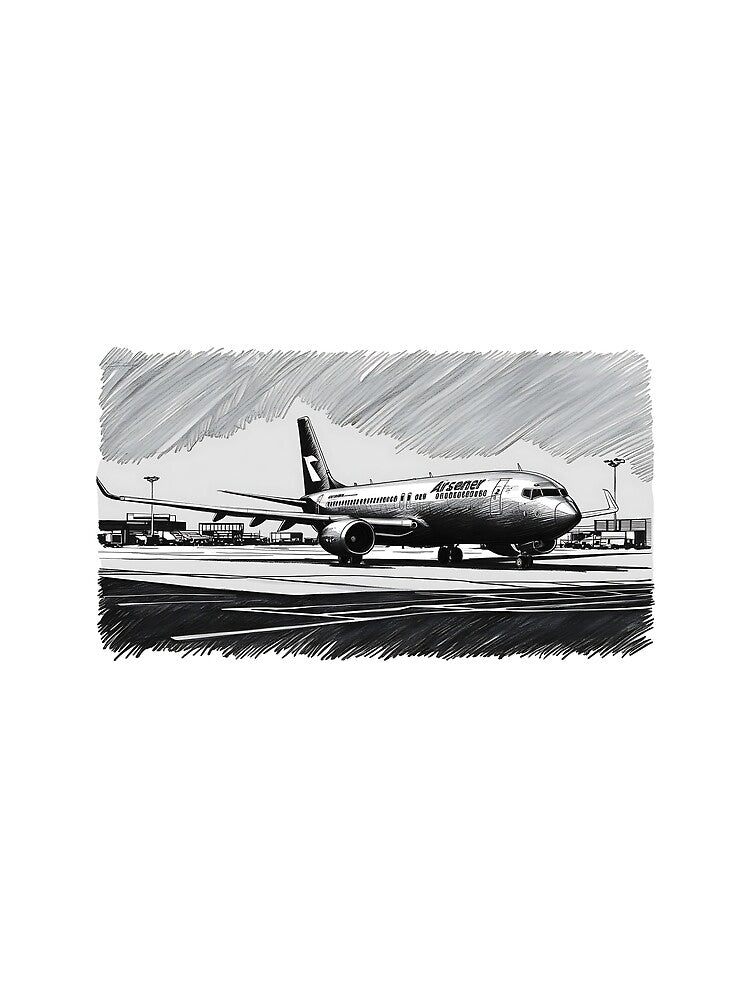 Sketch-Style Airplane at Extended Gate - Digital Art by EMairplanes T-Shirts, Hoodie, Sweatshirt | BlankRebels.com (Image 2)