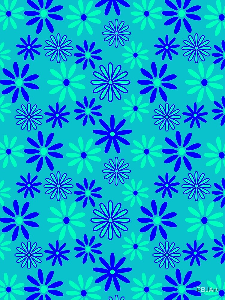Boho Blue Floral Seamless Surface Pattern by PBJArt