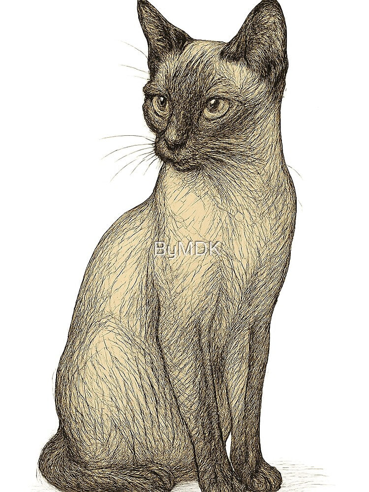 Elegant Vintage Sketch of a Siamese Cat by ByMDK T-Shirts, Hoodie, Sweatshirt | BlankRebels.com (Image 2)