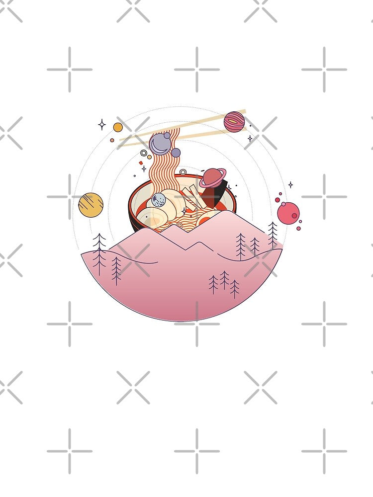 An Anime Inspired Planet Landscape with a Ramen Sunrise by crazycollective T-Shirts, Hoodie, Sweatshirt (Image 2)