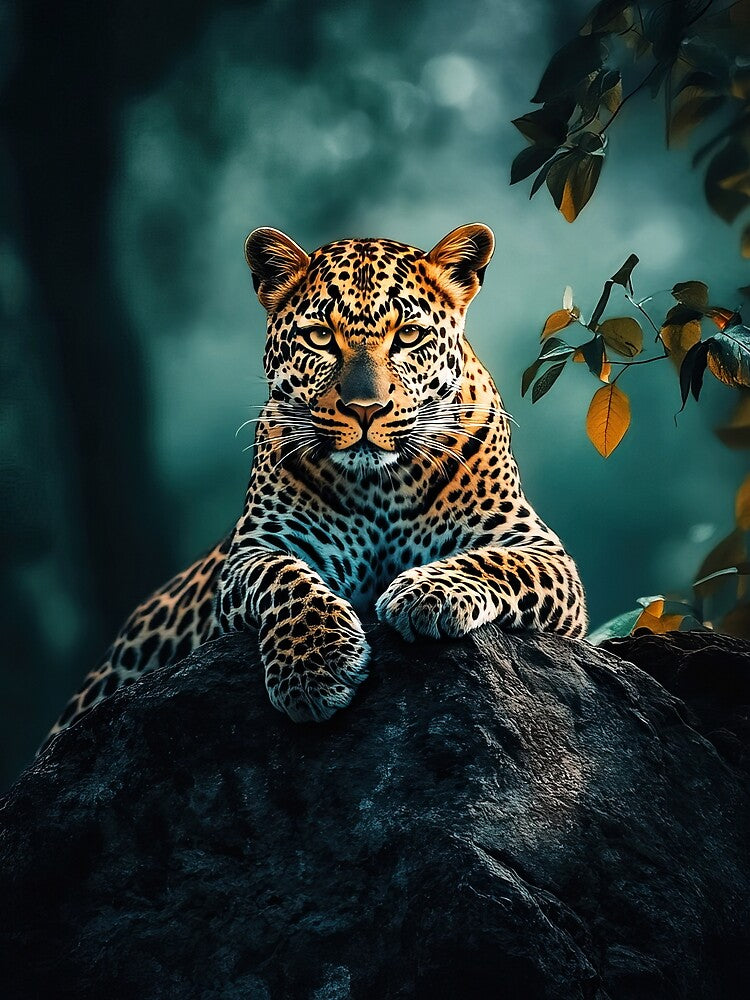 A Leopard resting on rocky outcrop at dusk - Wildlife photography by TheArtistOf2022 T-Shirts, Hoodie, Sweatshirt (Image 2)