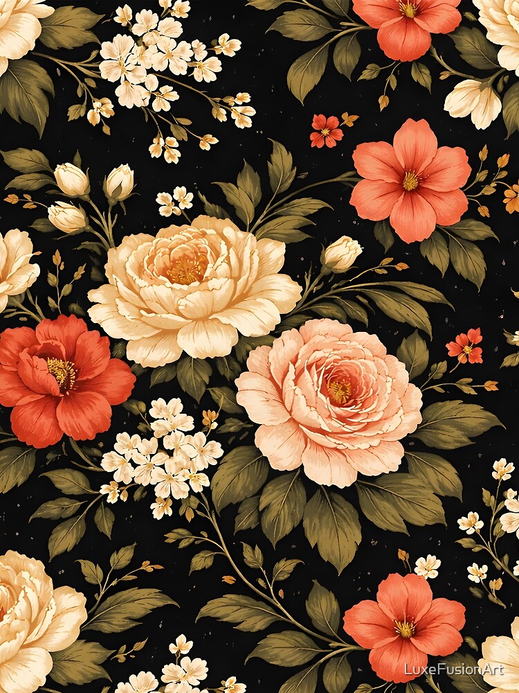 Vintage Floral Night Pattern by LuxeFusionArt T-Shirts, Hoodie, Sweatshirt | BlankRebels.com (Image 2)