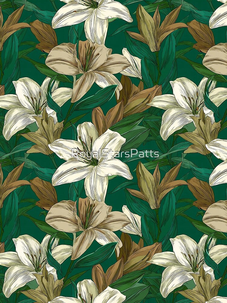 Minimalistic Lilies Floral - Flower Floral Pattern  - Graduation Gifts For Girlfriend by RoyalStarsPatts... (Image 2)
