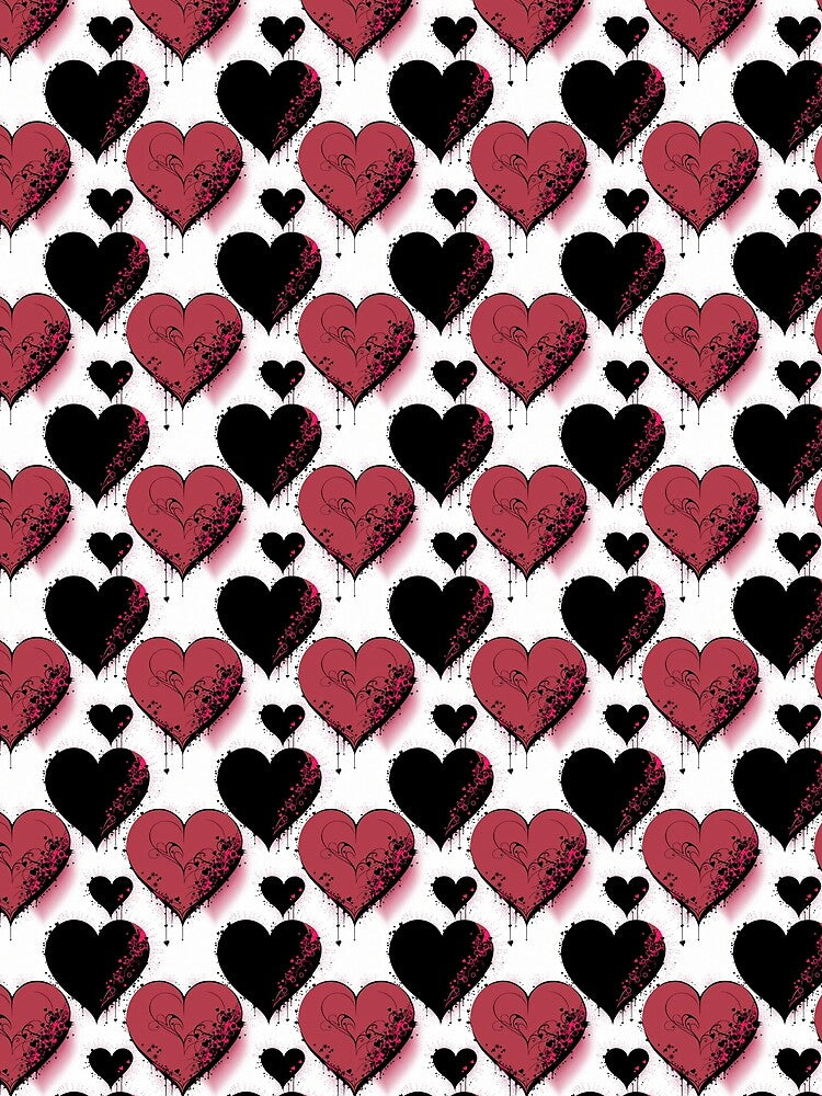 Grunge Black and Red Hearts Pattern White Background by Aaron2610 T-Shirts, Hoodie, Sweatshirt | BlankRebels.com (Image 2)