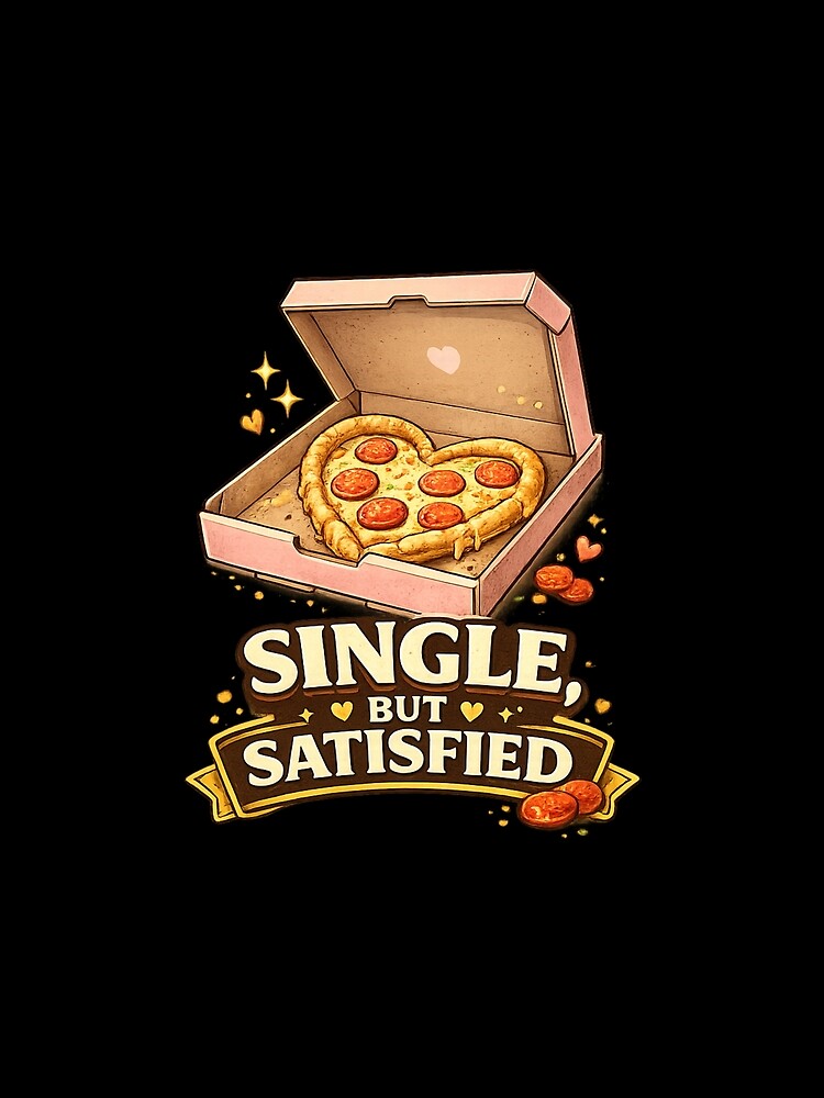 Single But Satisfied – Funny Pizza Valentine Pun by PunchDrop T-Shirts, Hoodie, Sweatshirt | BlankRebels.com (Image 2)