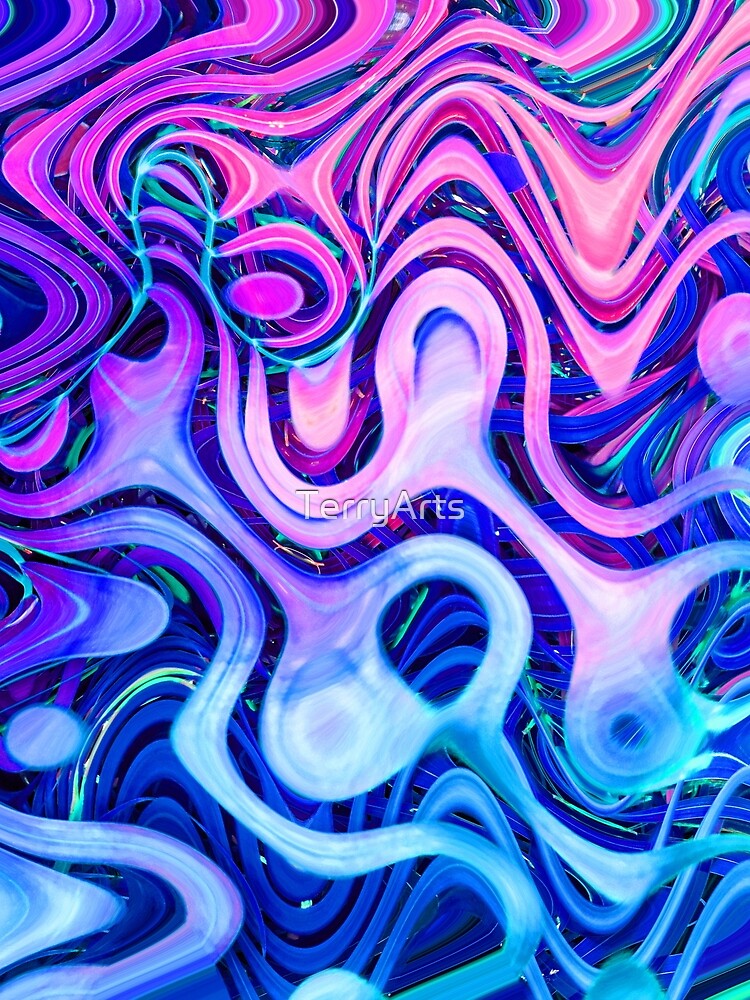 Groovy Hippie Style Abstract Wavy Lines in Violet and Blue Shades 2 of 4 by Beachy T-Shirts, Hoodie, Sweatshirt (Image 2)