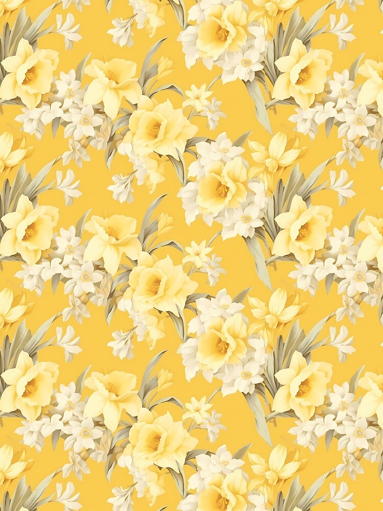 Daffodil - March Birthday - Seamless Vintage Print by OrganizeMe T-Shirts, Hoodie, Sweatshirt | BlankRebels.com (Image 2)