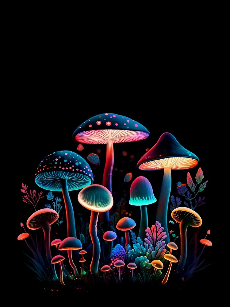 Neon Enchantment: Ethereal Mushrooms of Spiritual Illumination by Celestial Charm Co T-Shirts, Hoodie, Sweatshirt (Image 2)