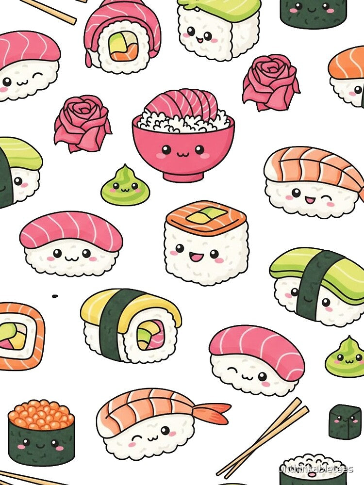 Kawaii Sushi Parade – Cute Japanese Food Pattern by unthinkabletees T-Shirts, Hoodie, Sweatshirt | BlankRebels.com (Image 2)