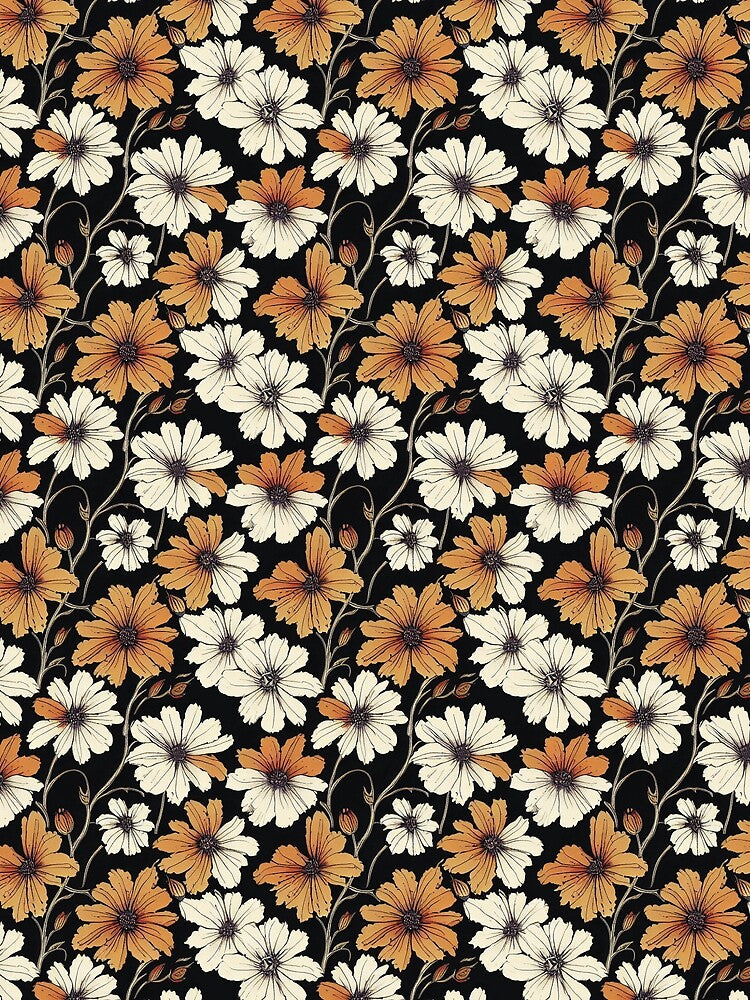 Vintage Dark Floral - Orange and White by kougan T-Shirts, Hoodie, Sweatshirt | BlankRebels.com (Image 2)