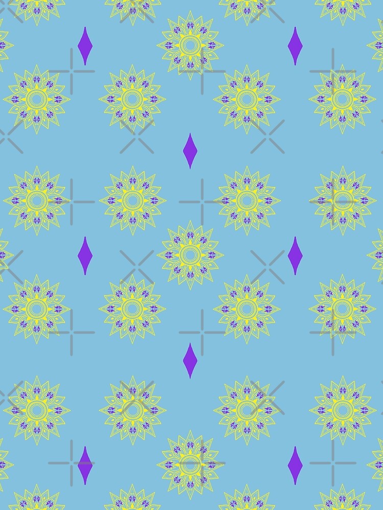 Flower patterns yellow on baby blue by Chaoticzarts
