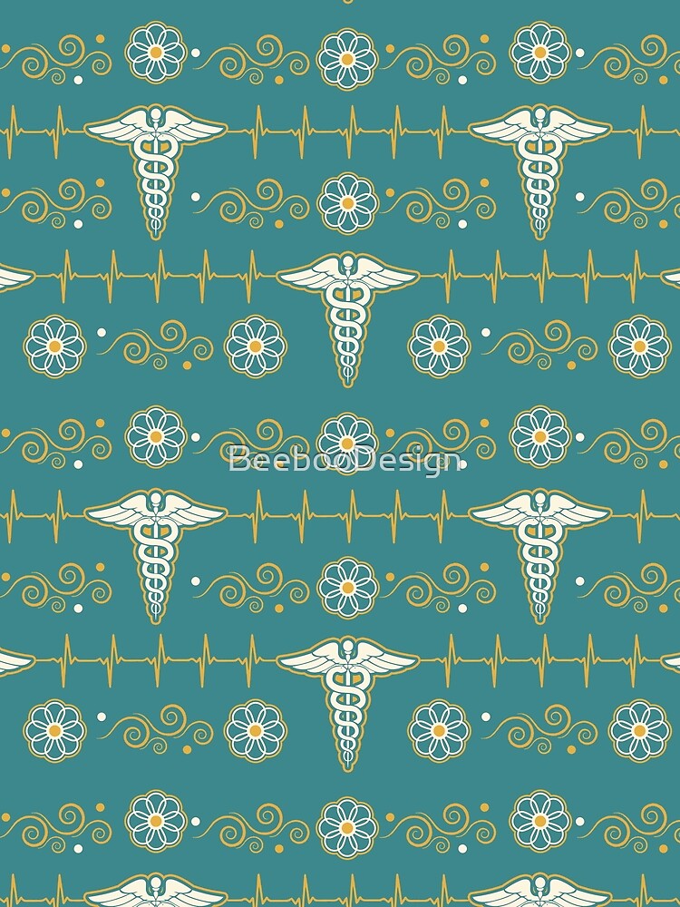 Nurse Heartbeat Floral Teal Pattern by BeebooDesign T-Shirts, Hoodie, Sweatshirt | BlankRebels.com (Image 2)