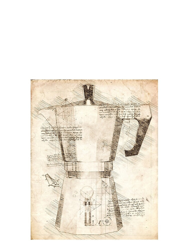 The Italian Moka pot, Leonardo Da Vinci sketch by Bepslabor T-Shirts, Hoodie, Sweatshirt | BlankRebels.com (Image 2)