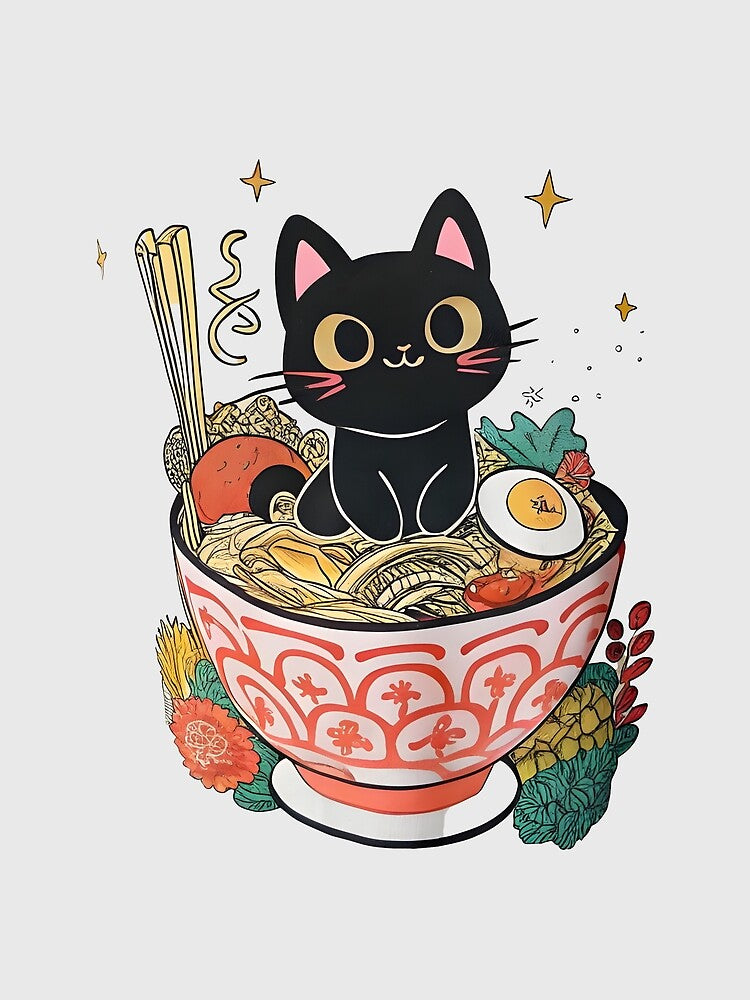 black Cat and Ramen by Uglyandcute T-Shirts, Hoodie, Sweatshirt | BlankRebels.com (Image 2)