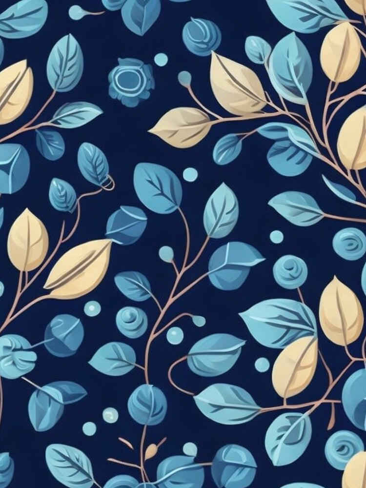 Beige and Blue Botanical Pattern by FANTASTIC-N T-Shirts, Hoodie, Sweatshirt | BlankRebels.com (Image 2)