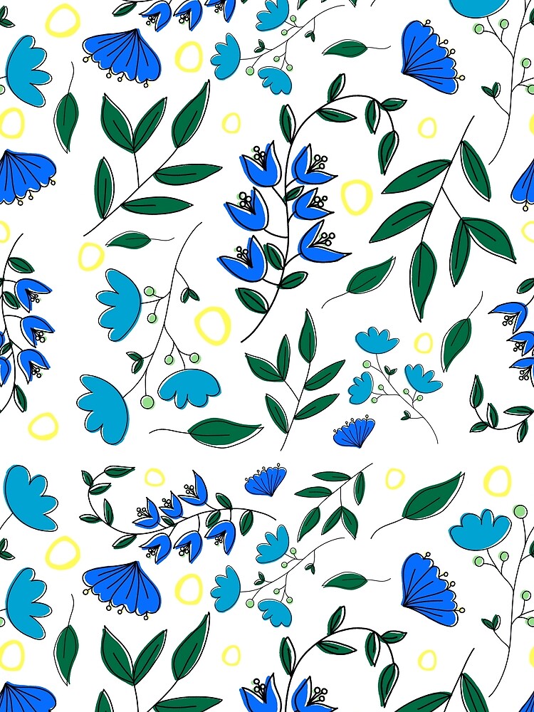 Fun Doodle Flowers in Shades of Blue by dKarthdesign