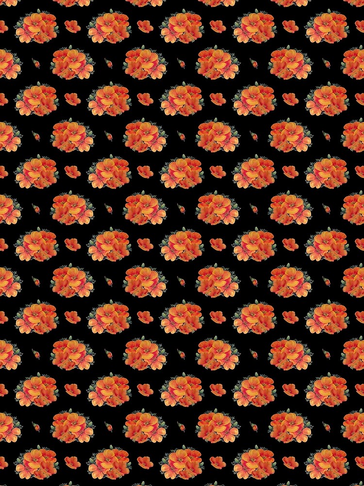Orange vintage poppies on black by LittleBettyMakes T-Shirts, Hoodie, Sweatshirt | BlankRebels.com (Image 2)