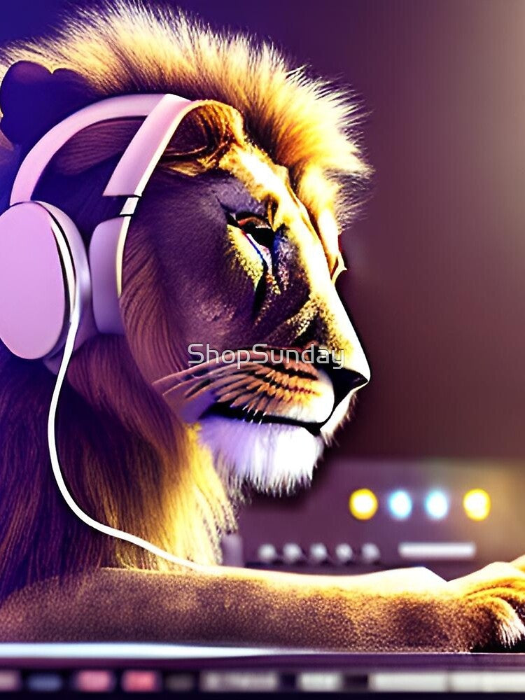 Dj Lion Wearing a Pair Of Headphones by ShopSunday T-Shirts, Hoodie, Sweatshirt | BlankRebels.com (Image 2)