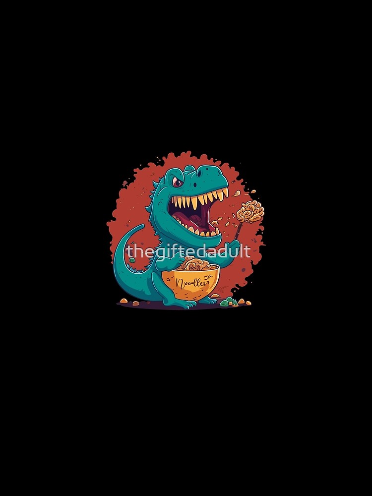 Cute Kawaii Dragon  T-rex Eating Ramen and Noodles with Chopsticks: a Gift for anime lovers by thegiftedadult... (Image 2)