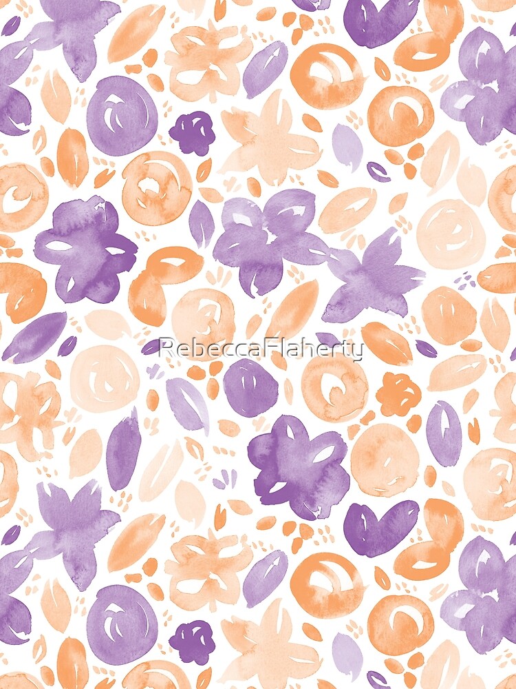 Floral Pattern #5 | Orange and Purple by RebeccaFlaherty T-Shirts, Hoodie, Sweatshirt | BlankRebels.com (Image 2)