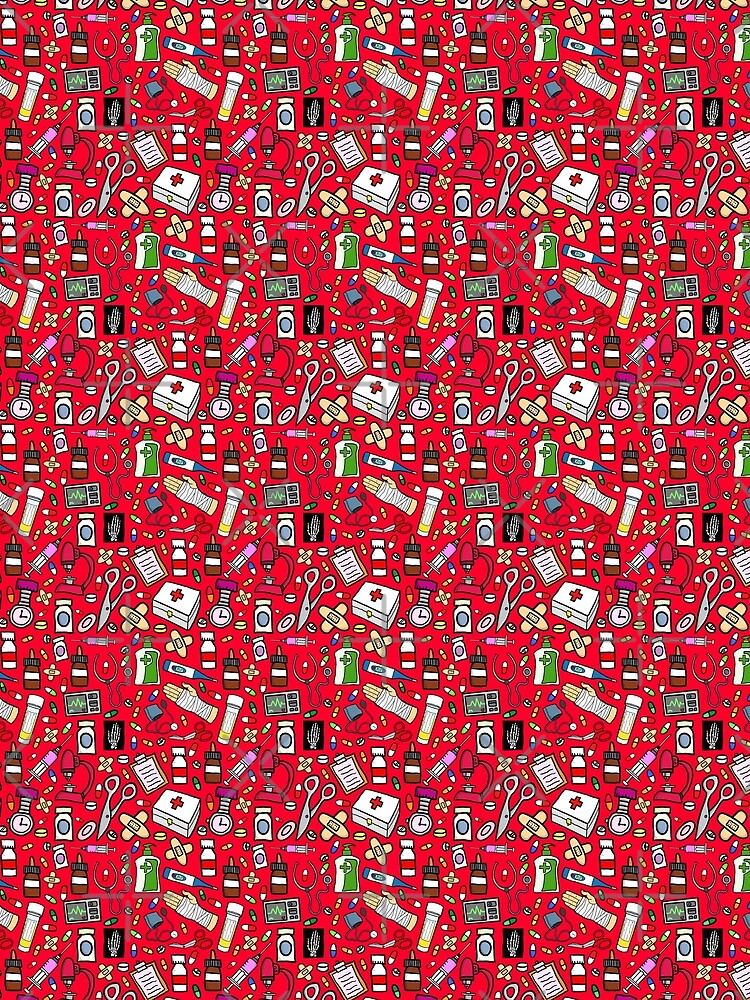 Nurse Pattern on Red Background by complicolor T-Shirts, Hoodie, Sweatshirt | BlankRebels.com (Image 2)