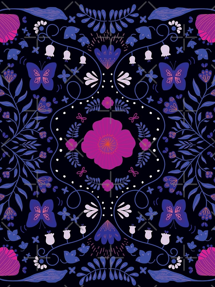 Dark night floral illustration - purple by Floral patterns and cute characters T-Shirts, Hoodie, Sweatshirt (Image 2)