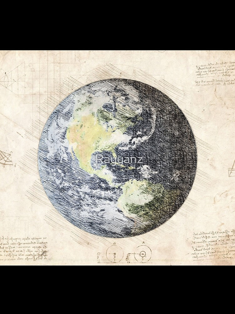 Da Vinci Sketch Art Planet Earth - Paper by Rayyanz T-Shirts, Hoodie, Sweatshirt | BlankRebels.com (Image 2)
