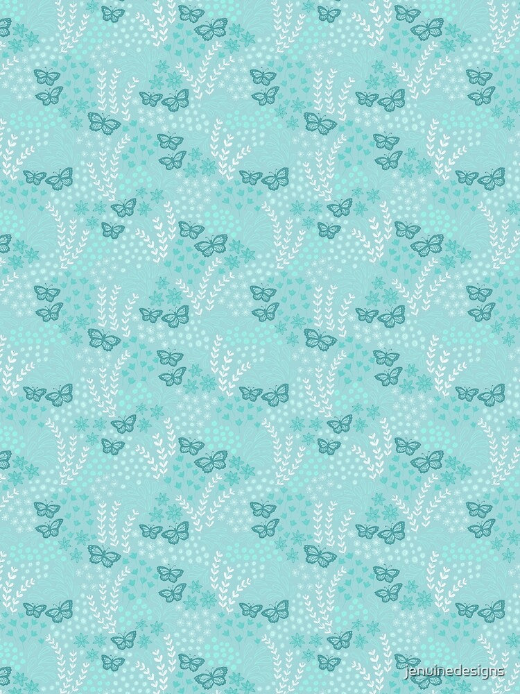 Ditsy Butterfly Floral - turquoise by jenuinedesigns T-Shirts, Hoodie, Sweatshirt | BlankRebels.com (Image 2)