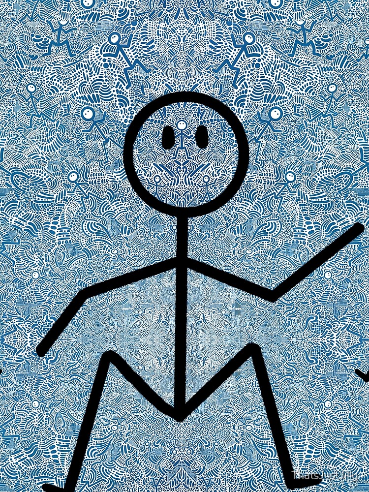Blue And White Abstract Dancing Men Stick Figure Pattern by ThatsJustJilly T-Shirts, Hoodie, Sweatshirt (Image 2)