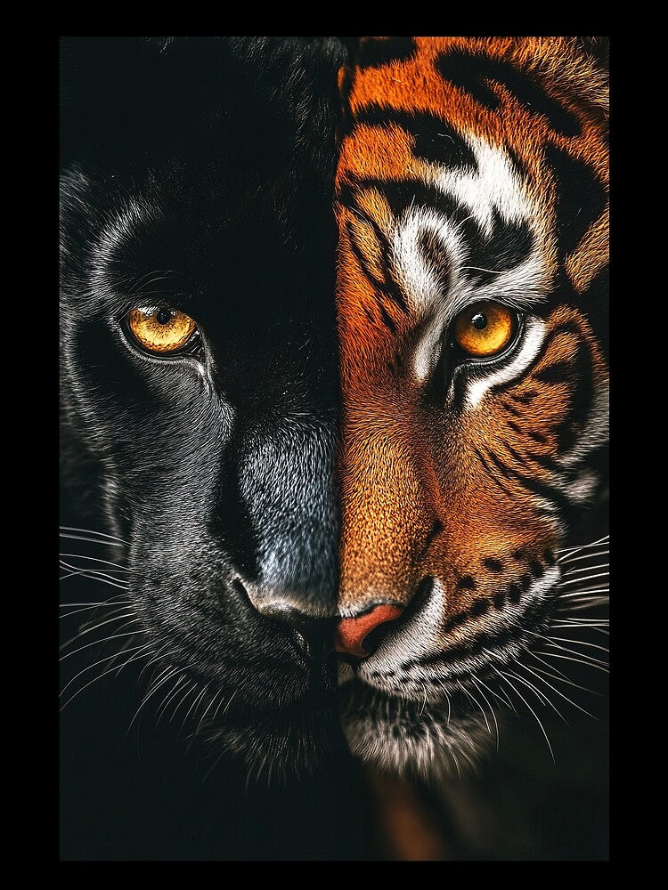 Half tiger Half Black panther double Wildlife portraits by TheArtistOf2022 T-Shirts, Hoodie, Sweatshirt (Image 2)