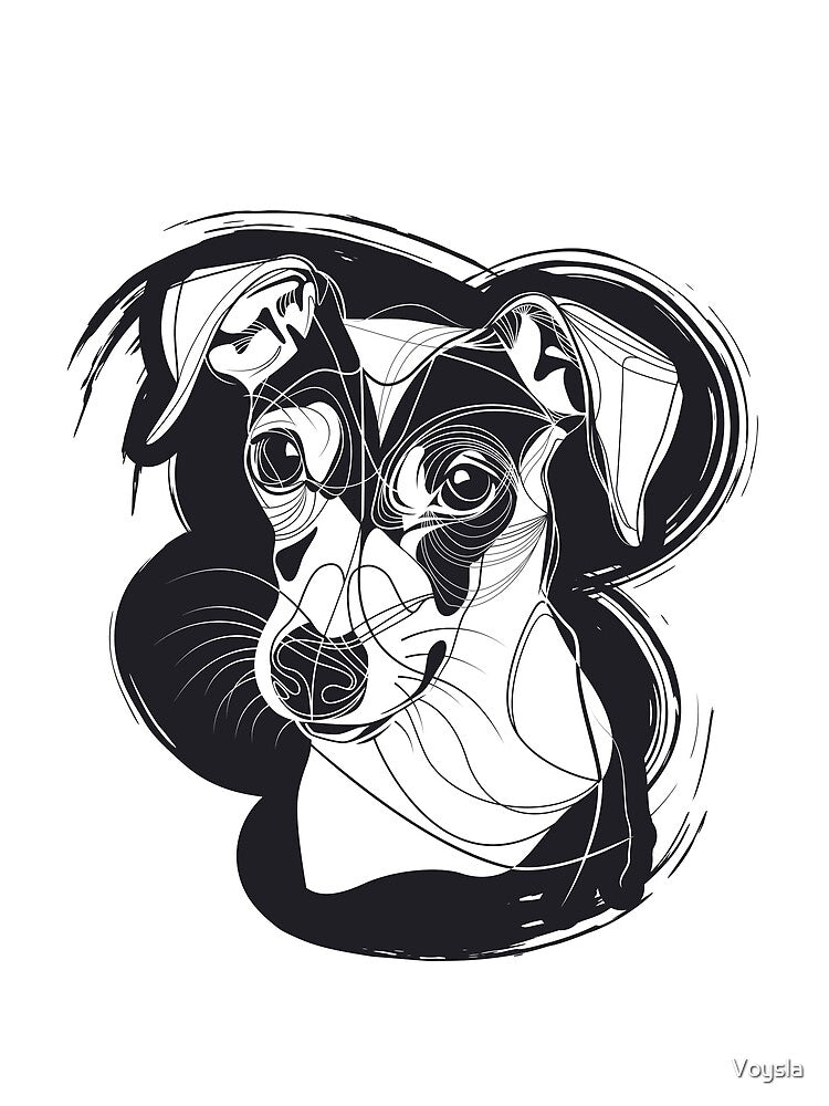 Monochrome Dog Line Art Portrait by Voysla T-Shirts, Hoodie, Sweatshirt | BlankRebels.com (Image 2)