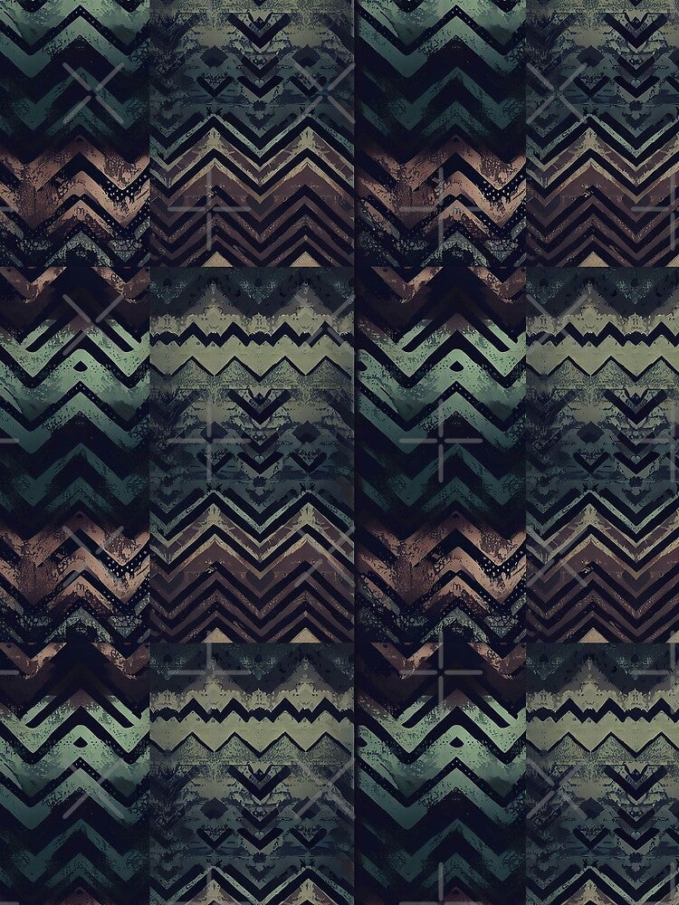 Dark Green and Brown Herringbone Grunge Patchwork Pattern by SamJanner T-Shirts, Hoodie, Sweatshirt (Image 2)