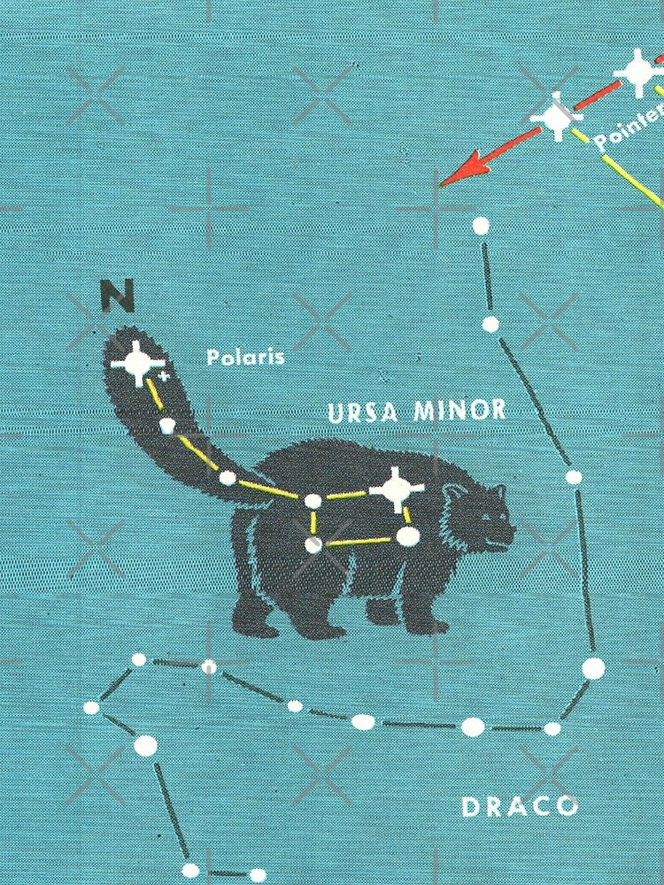 Ursa Minor Constellation - Vintage Retro Star Map by elevens T-Shirts, Hoodie, Sweatshirt | BlankRebels.com (Image 2)